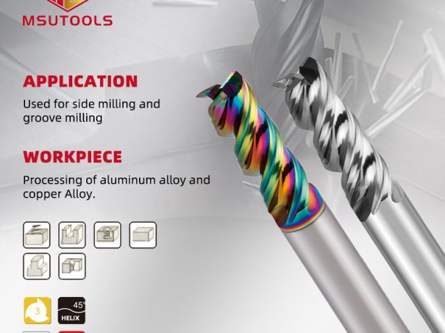 MAU U Shaped 3 Flute Flat End Mill For Aluminum