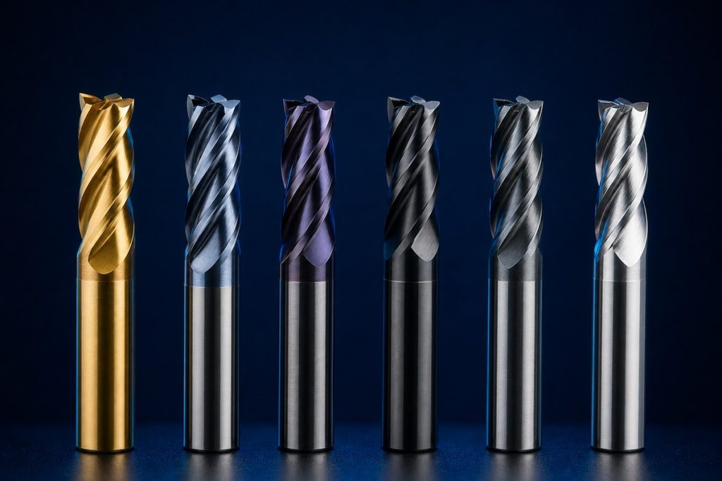 Carbide end mills with different coatings